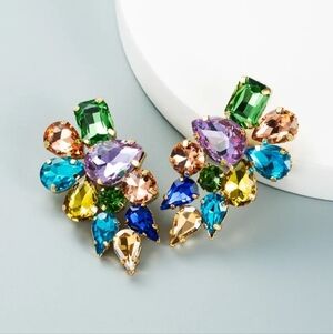 Colorful Gemstone Cluster Earrings